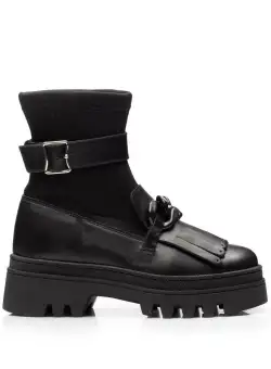 Ghete damă din piele naturală, Leofex - 410 Negru box