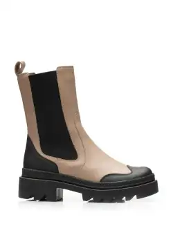 Ghete damă din piele naturală, Leofex - 411 Taupe Box