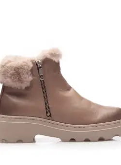Ghete damă din piele naturală, Leofex - 424 Taupe Box