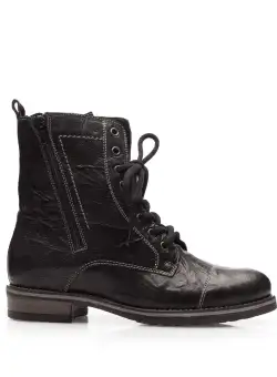 Ghete damă din piele naturală, Leofex - Mostră 458 negru box șifonat