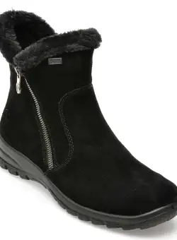 Ghete RIEKER negre, L7162, din piele intoarsa