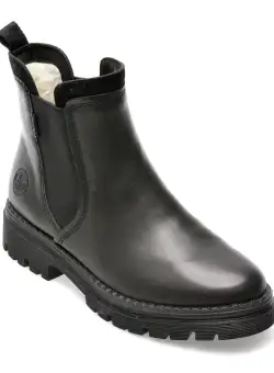 Ghete RIEKER negre, Z8584, din piele naturala