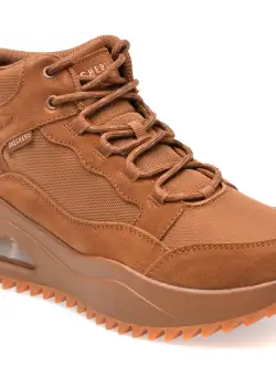 Ghete SKECHERS maro, UNO PEAKS, din piele intoarsa