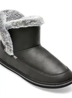Ghete SKECHERS negre, COZY CAMPFIRE, din piele ecologica