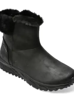 Ghete SKECHERS negre, ESCAPE PLAN, din piele ecologica