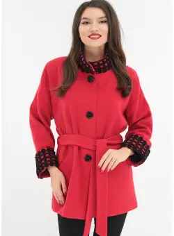 Jacheta oversized rosie cu aplicatii din dantela
