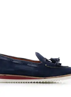 Mocasini casual damă din piele naturală, Leofex- 202 Blue Velur