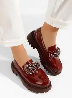 Mocasini cu talpa groasa Ibelle grena