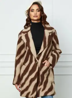 Palton Clara cu zebra print maro