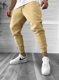 Pantaloni de trening bej conici 041 13-1