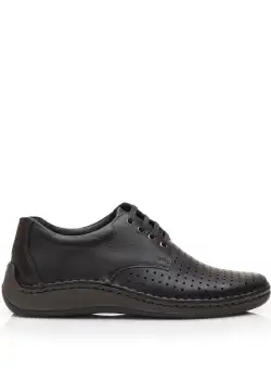 Pantofi casual barbati din piele naturala,Leofex - 594 Negru Box