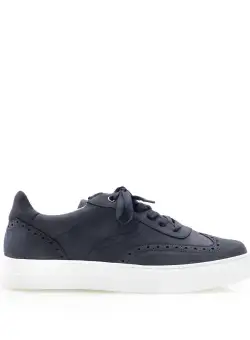 Pantofi casual bărbați din piele naturală, Leofex - 651 Blue Nabuc