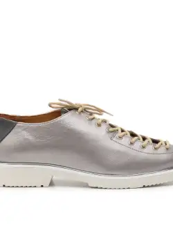Pantofi casual dama cu siret pana in varf din piele naturala, Leofex- 194 -1 argintiu sidef box