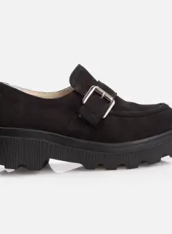 Pantofi casual dama din piele naturala - 1190 Negru Nabuc