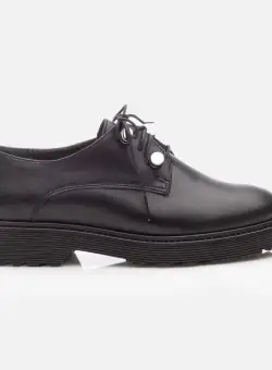 Pantofi casual dama din piele naturala,Leofex - 020 Negru Box