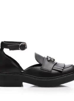 Pantofi casual damă din piele naturală,Leofex - 037 Negru Box