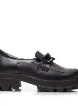 Pantofi casual damă din piele naturală,Leofex - 316-1 Negru Box