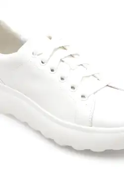 Pantofi casual GEOX albi, D35TCB, din piele naturala