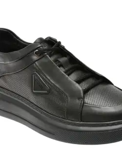 Pantofi casual OTTER negri, 30301, din piele naturala