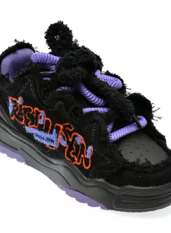 Pantofi casual REPUSEN negri, 18356, din material textil