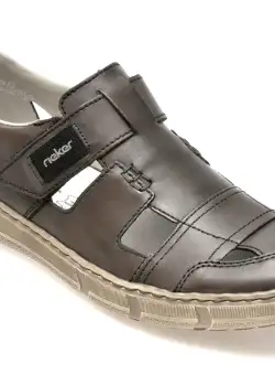 Pantofi casual RIEKER negri, 4050, din piele naturala
