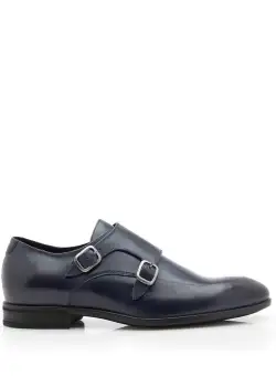 Pantofi eleganţi bărbaţi, cu catarame din piele naturală, Leofex - 576-1 Blue Box