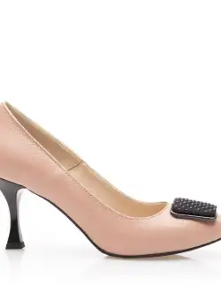 Pantofi eleganți damă din piele naturală - 21164 Roz Pudră Box
