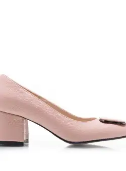 Pantofi eleganți damă din piele naturală - 2176 Nude Box Sidefat