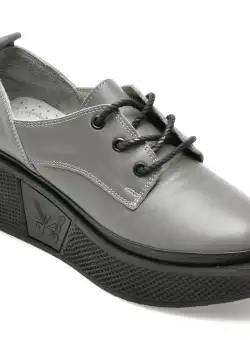 Pantofi GOLD DEER gri, 213860, din piele naturala