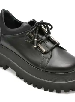 Pantofi GOLD DEER negri, 82010, din piele naturala