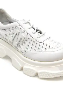 Pantofi LIZZARO albi, 2805, din piele naturala