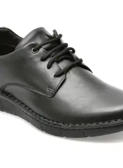 Pantofi OTTER negri, 7728, din piele naturala