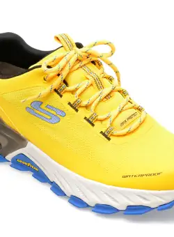 Pantofi SKECHERS galbeni, MAX PROTECT, din material textil si piele ecologica