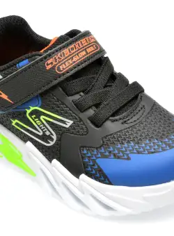 Pantofi SKECHERS negri, FLEX-GLOW BOLT, din piele ecologica