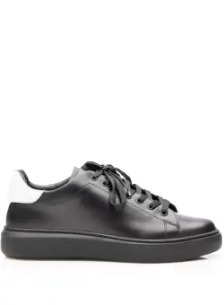 Pantofi sport bărbați din piele naturală, Leofex - 881 Negru+Alb Box