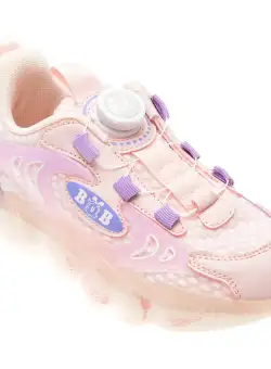 Pantofi sport BOBDOG roz, 66781, din material textil si piele ecologica