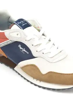 Pantofi sport PEPE JEANS maro, LONDON CLASS, din material textil
