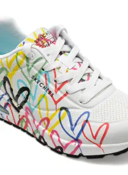 Pantofi sport SKECHERS albi, UNO, din piele ecologica