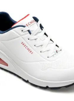 Pantofi sport SKECHERS albi, UNO, din piele ecologica