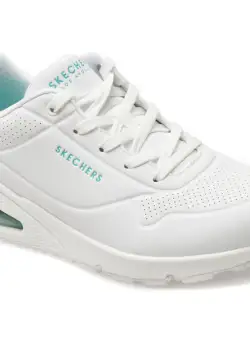 Pantofi sport SKECHERS albi, UNO, din piele ecologica