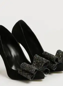 Pantofi Stiletto cu toc Catrina piele naturala intoarsa, negri