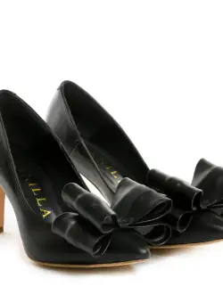 Pantofi Stiletto cu toc subtire Sophie, piele naturala, negri