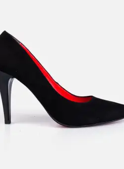 Pantofi stiletto dama din piele naturala - 173 Negru velur