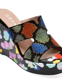 Papuci casual GRYXX negri, 1266, din piele intoarsa