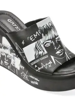 Papuci casual GRYXX negri, 670124, din piele naturala