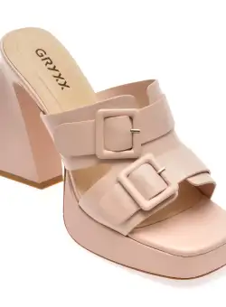 Papuci casual GRYXX nude, 1826, din piele naturala