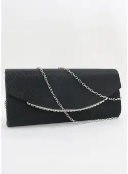 Plic negru din material texturat stralucitor cu element decorativ