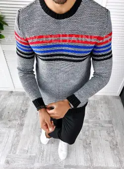 Pulover barbati gros slim fit negru T3603 88-5