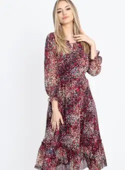 Rochie 840 imprimat grena Viada