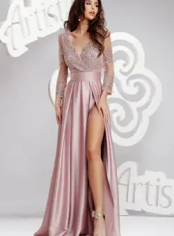 Rochie Artista lunga din tafta cu broderie in partea superioara